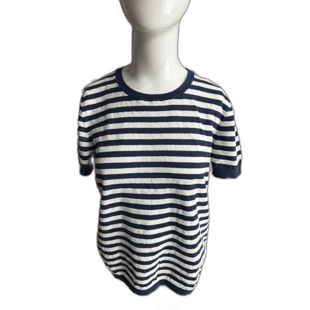 J. Crew Top for Women Short Sleeves Sz M Striped Top Crew Neck EUC